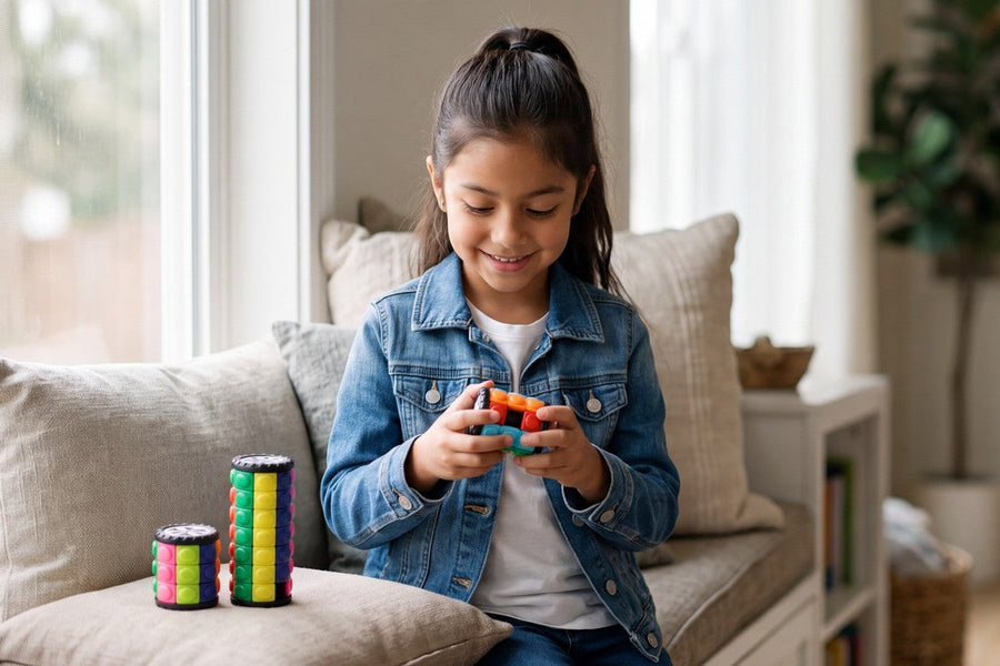 A child playing with the PuzzleSphere